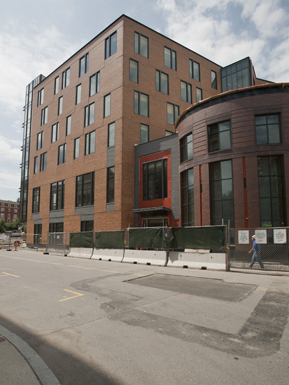 CONSTRUCT The Center for Student Services at 100 Bay State Road is on schedule to open this summer. Photos by Vernon Doucette