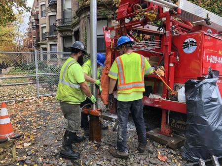 High-performance geothermal exchange vertical piping installation at GT-7