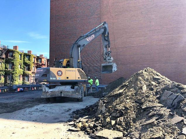 Pre-excavation for geothermal wells at parking lot N
