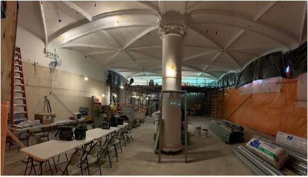 A view of the art gallery as work continues