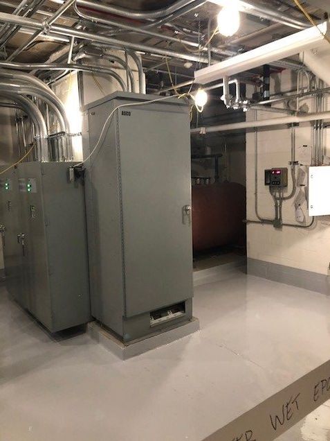 Epoxy flooring installed in the generator room