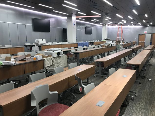 Finishing touches on the brand-new GSDM auditorium