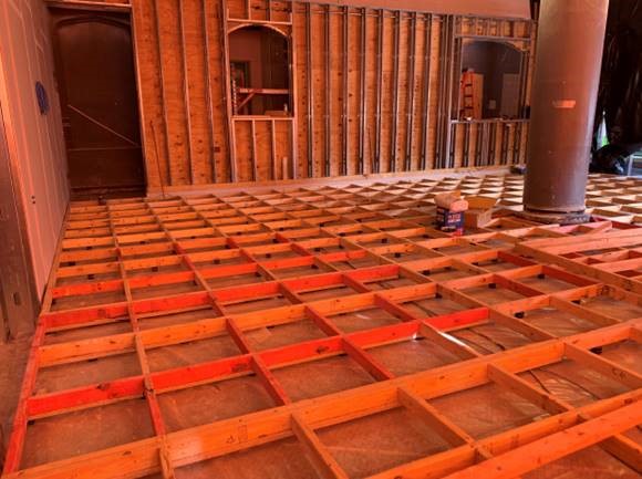 The sprung floor in the movement studio progresses