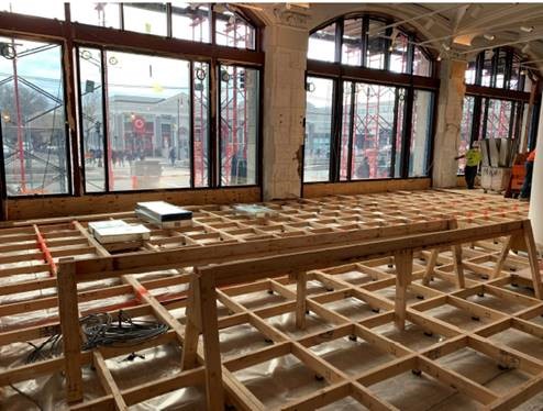 The sprung floor in the student lounge is taking shape