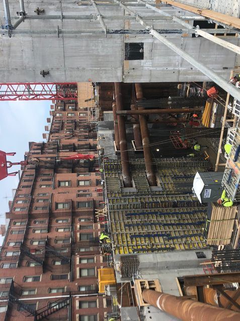 Rebar & formwork installation at the tower’s north foundation wall