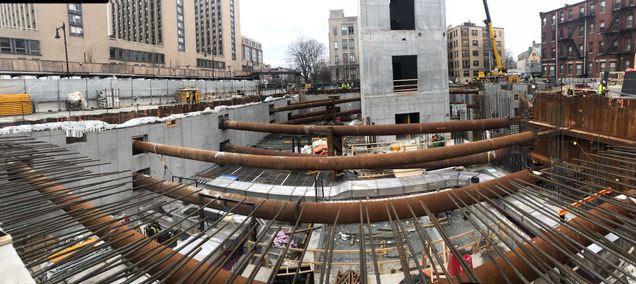 Decking continues for the tower’s lower level slab