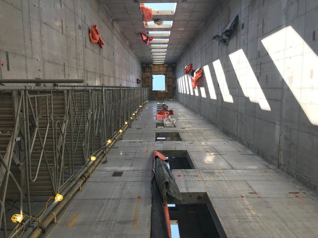 Interior of the tower’s core with concrete poured up to the 16th floor
