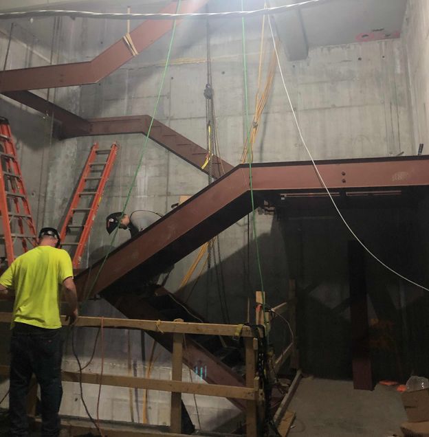 Installing Stair A in the tower's core