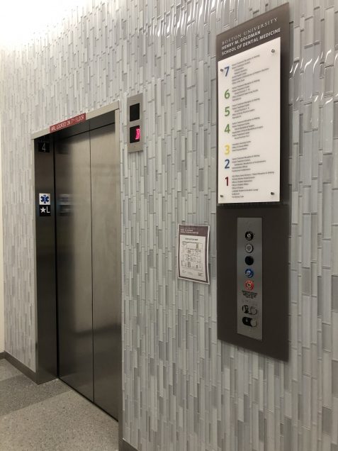 New directories installed on all floors at the GSDM elevators in the new addition, and at the newly renovated patient....