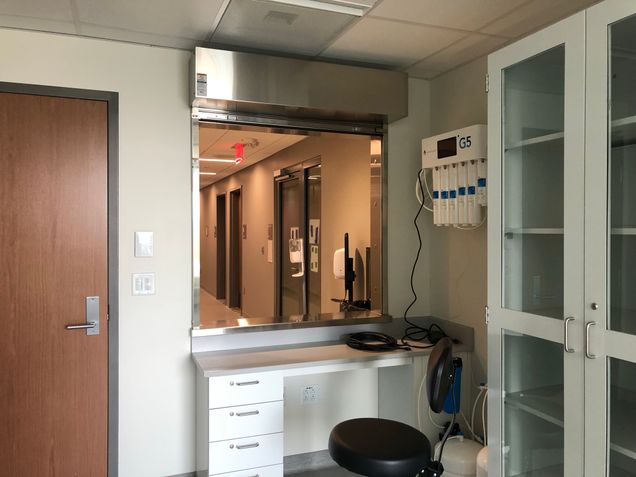 New dispensary window in the sixth-floor patient treatment center