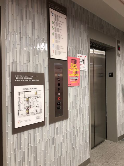 Emergency evacuation maps newly installed at the elevator lobbies