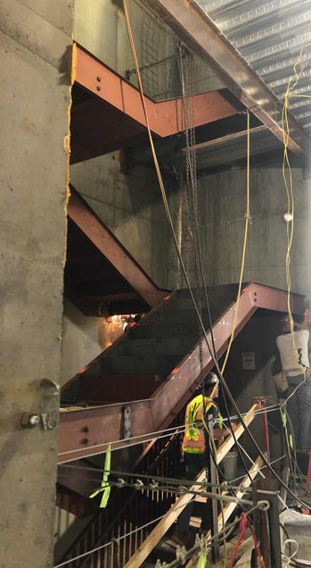 Installing “stair A” from the 4th to the 5th floor