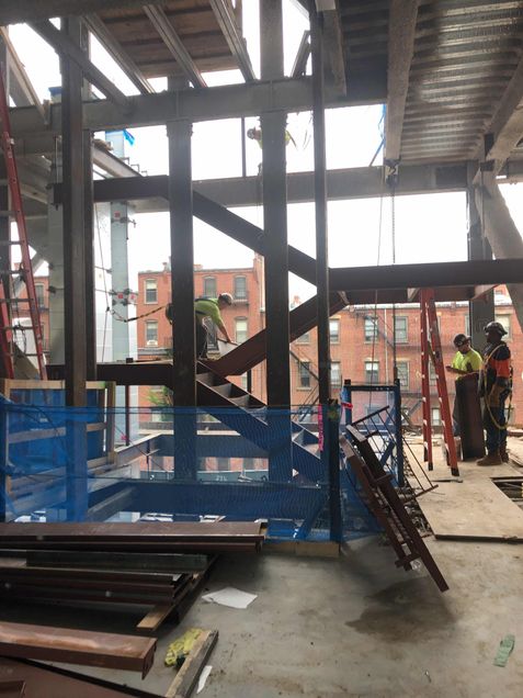 Installing Stair B from the podium's 2nd to 3rd floors
