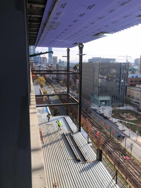 Removal of temporary shoring from the 7th floor to the underside of the 10th floor along the north elevation