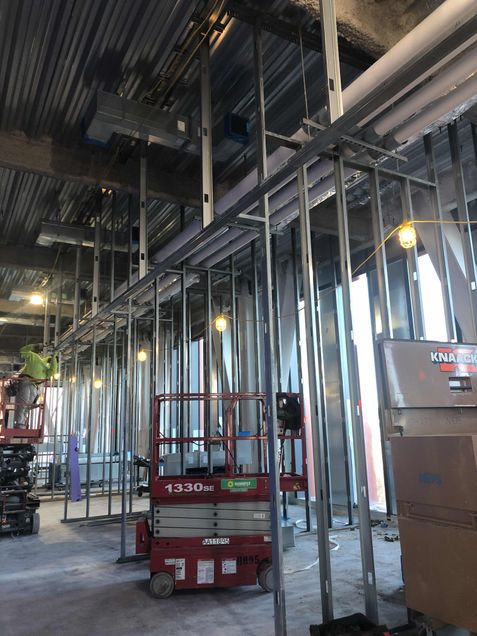 Wall framing on tower's 2nd floor