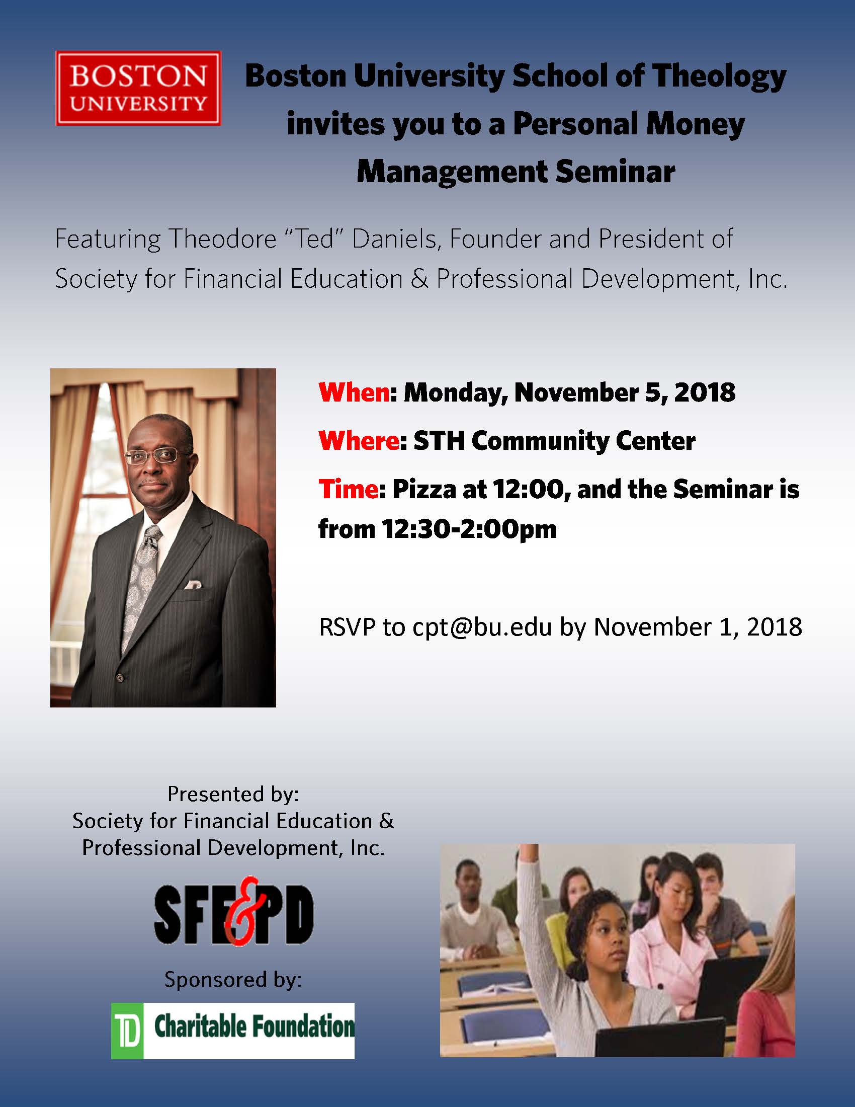 Personal Money Management Seminar presented by Ted Daniels Center for