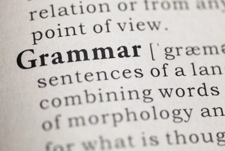 Dictionary page open to the definition of the word Grammar