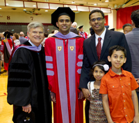(l-r) Dean Jeffrey W. Hutter, Layeeq Ahmed AS 13, brother Dr. Shafeeq Ahmed, niece Zaara, and nephew Kaashif (l-r) Dean Jeffrey W. Hutter, Layeeq Ahmed AS 13, brother Dr. Shafeeq Ahmed, niece Zaara, and nephew Kaashif