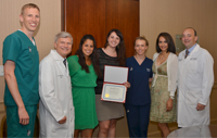 (l-r) Marc Horton DMD 14, Dean Jeffrey W. Hutter, Danielle Berkowitz DMD 13, Erica Manczuk, Rachel Lukas DMD 13, Sameet Gill DMD 14, and Dr. Joseph Calabrese (l-r) Marc Horton DMD 14, Dean Jeffrey W. Hutter, Danielle Berkowitz DMD 13, Erica Manczuk, Rachel Lukas DMD 13, Sameet Gill DMD 14, and Dr. Joseph Calabrese