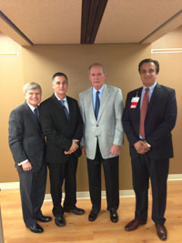 (l-r) Dean Jeffrey W. Hutter, Dr. Alan Herford, Dr. Donald F. Booth, and Dr. Pushkar Mehra (l-r) Dean Jeffrey W. Hutter, Dr. Alan Herford, Dr. Donald F. Booth, and Dr. Pushkar Mehra