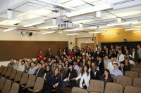 Pre-dental students and GSDM students gather for a group photo at the event