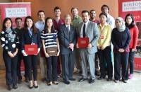 Dean Jeffrey W. Hutter with the Science Day award recipients