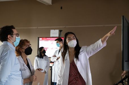 Students presenting at science day