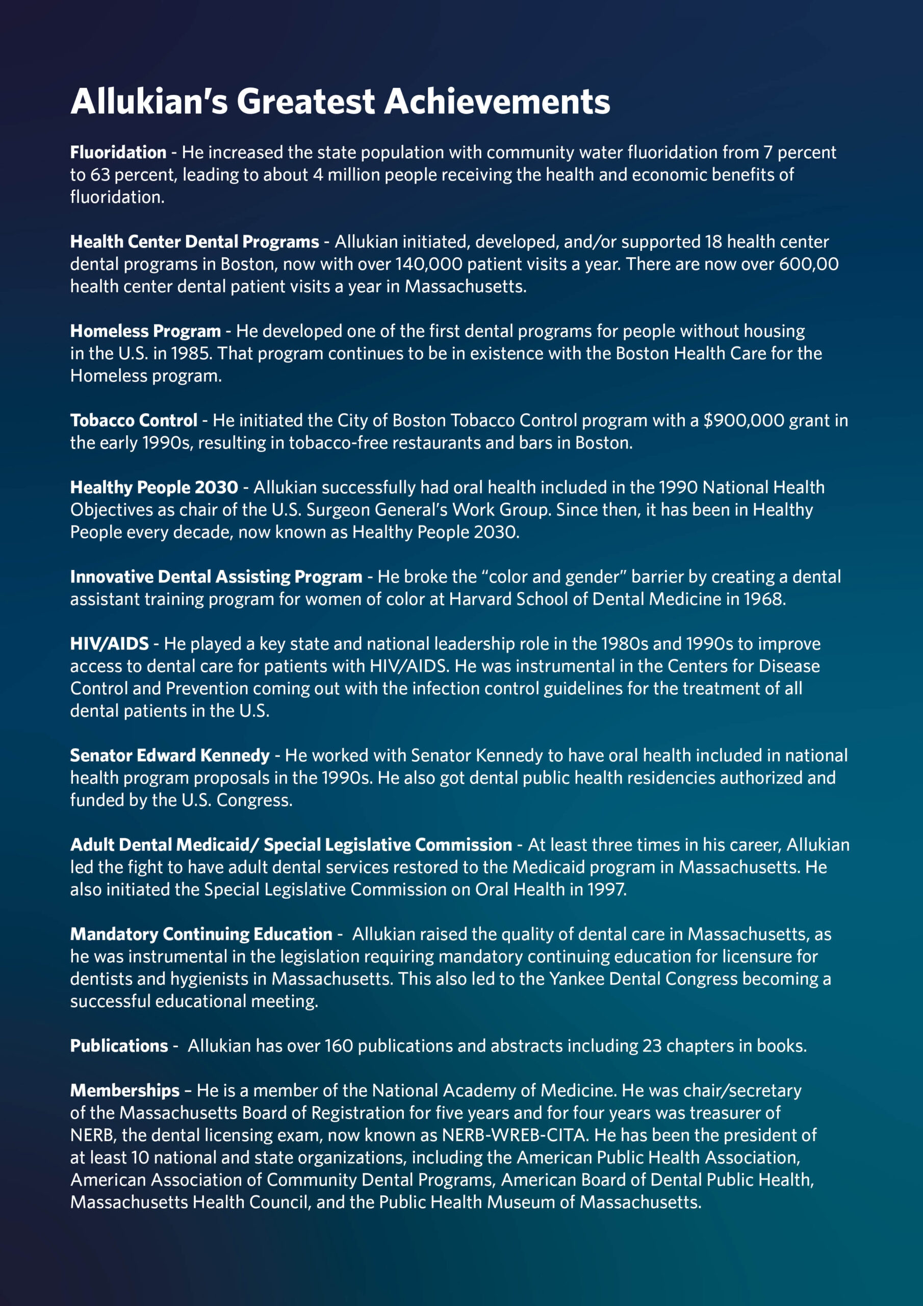 A list of Allukian's greatest achievements