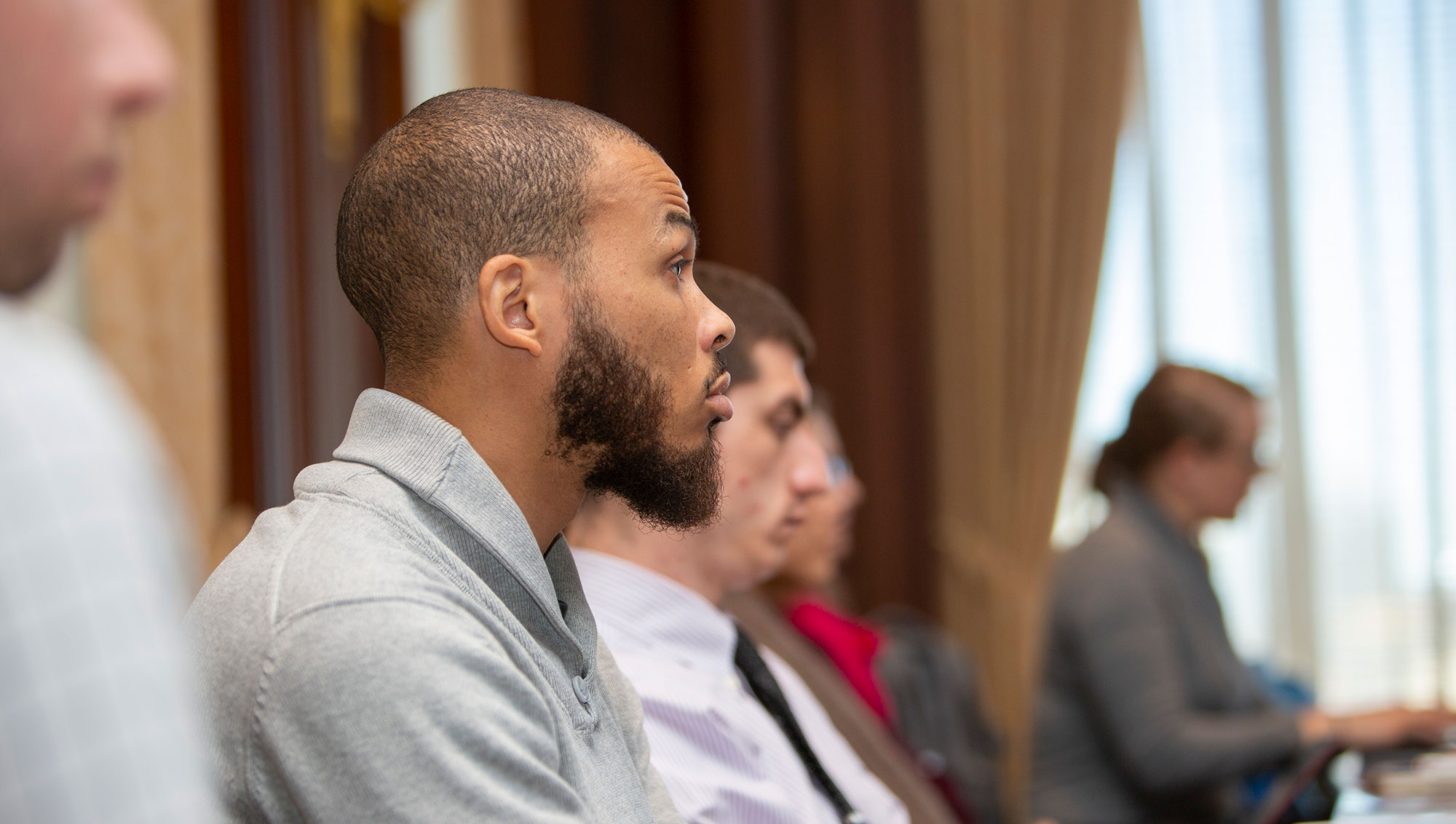 Students listening to a class lecture