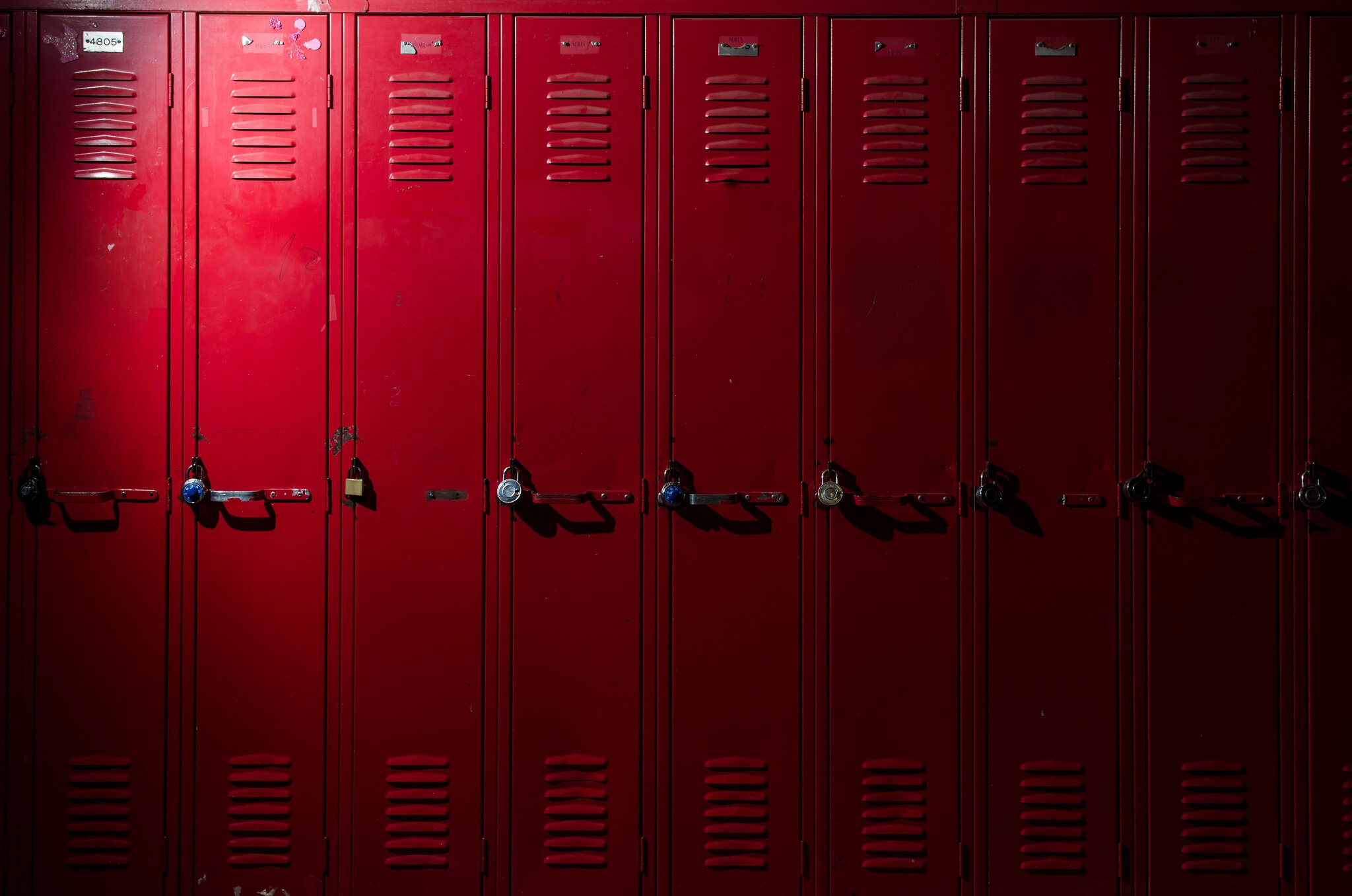 Red school lockers
