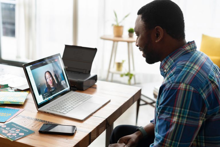 Black person in a virtual meeting