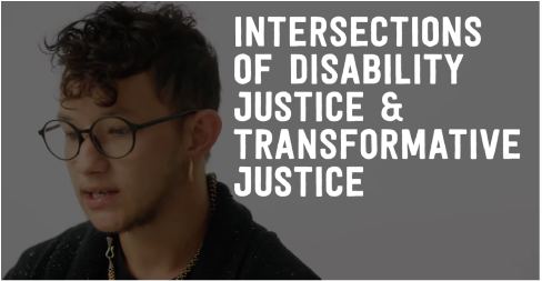 Elliott Fukui next to text: Intersections of Disability Justice & Transformative Justice