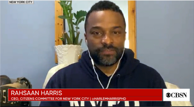Image of Rahsaan Harris interviewing with CBSN