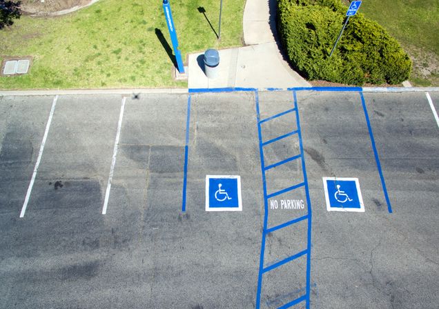 Parking lot showing accessible parking spots