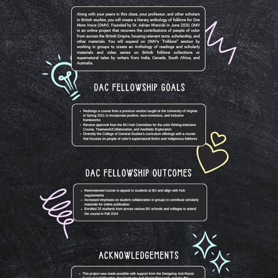 Infographic on an upcoming course for Fall 2024: CGS HIU 240: Imperial Era Global Folklore and Supernatural Fiction