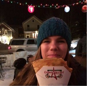 Freshman Haley Manin enjoys a crepe on a recent trip.