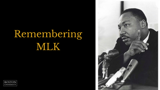 Photo of Martin Luther King Jr. as he donated his papers and records to Boston University