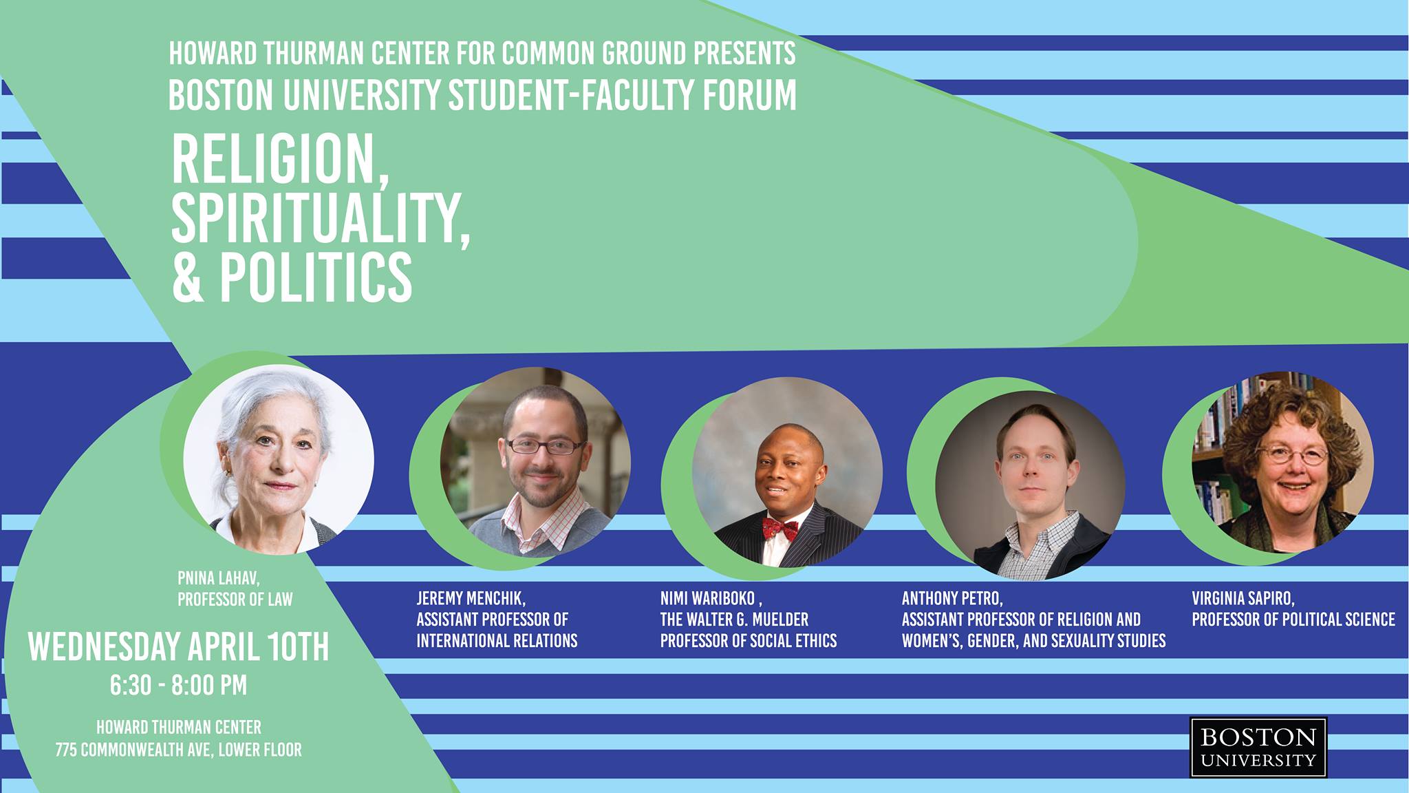 Student Faculty Forum April 10th - Religion, Spirituality and Politics 