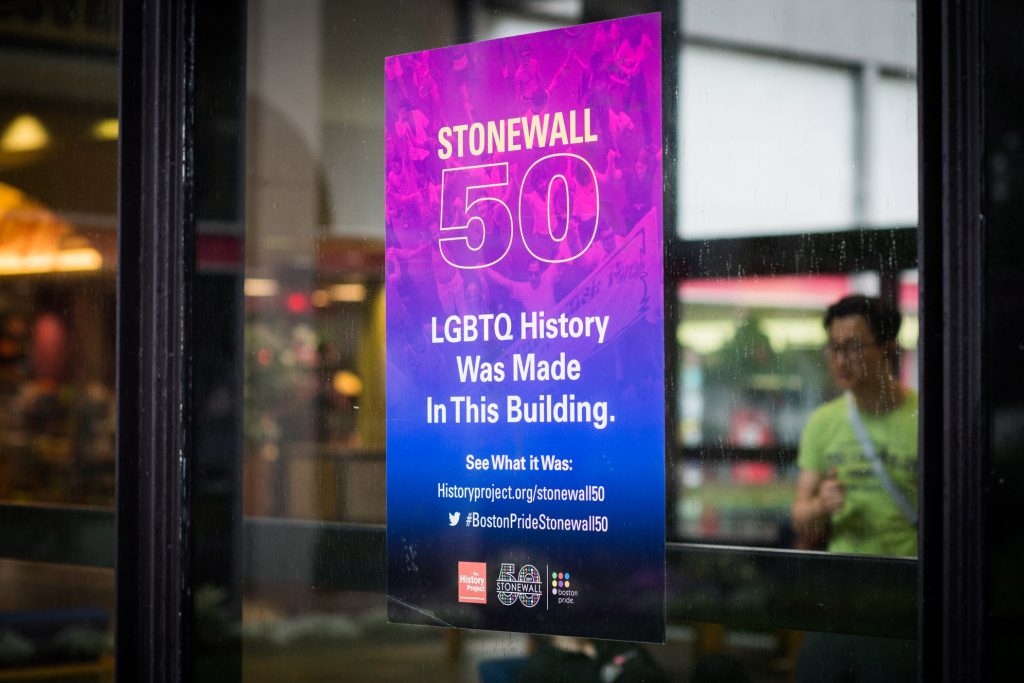 Stonewall 50 banner in front of the GSU