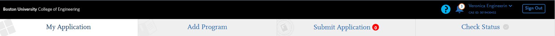 application nav menu