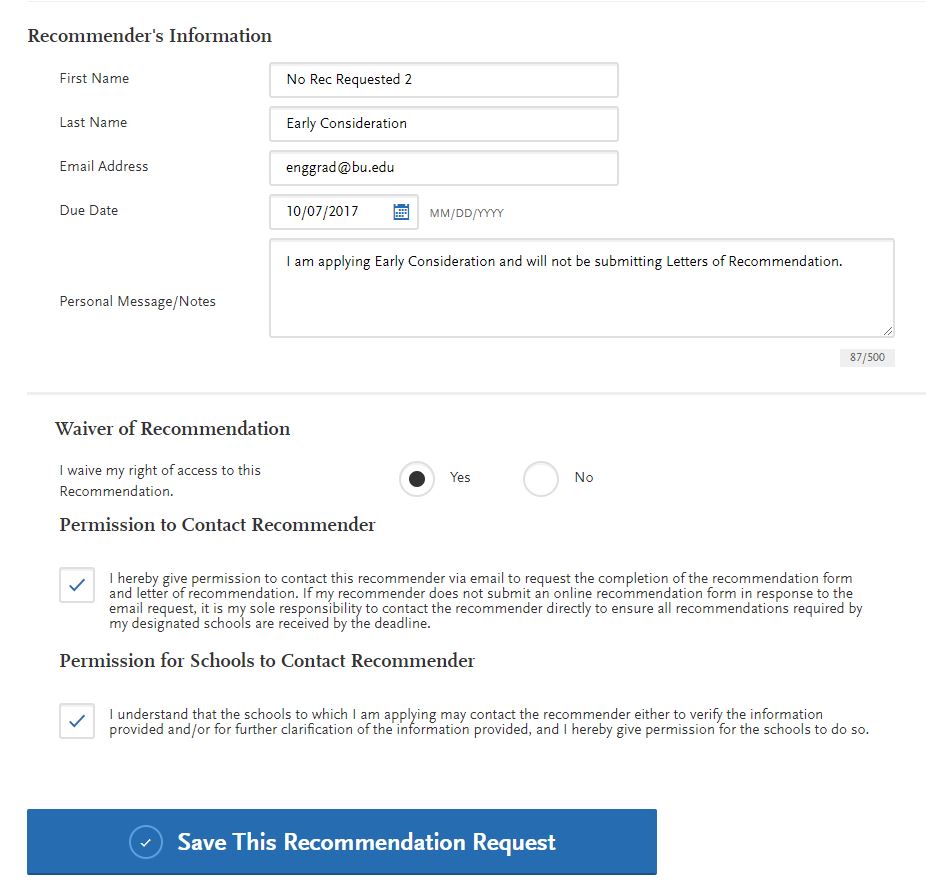 Early Consideration Rec Form