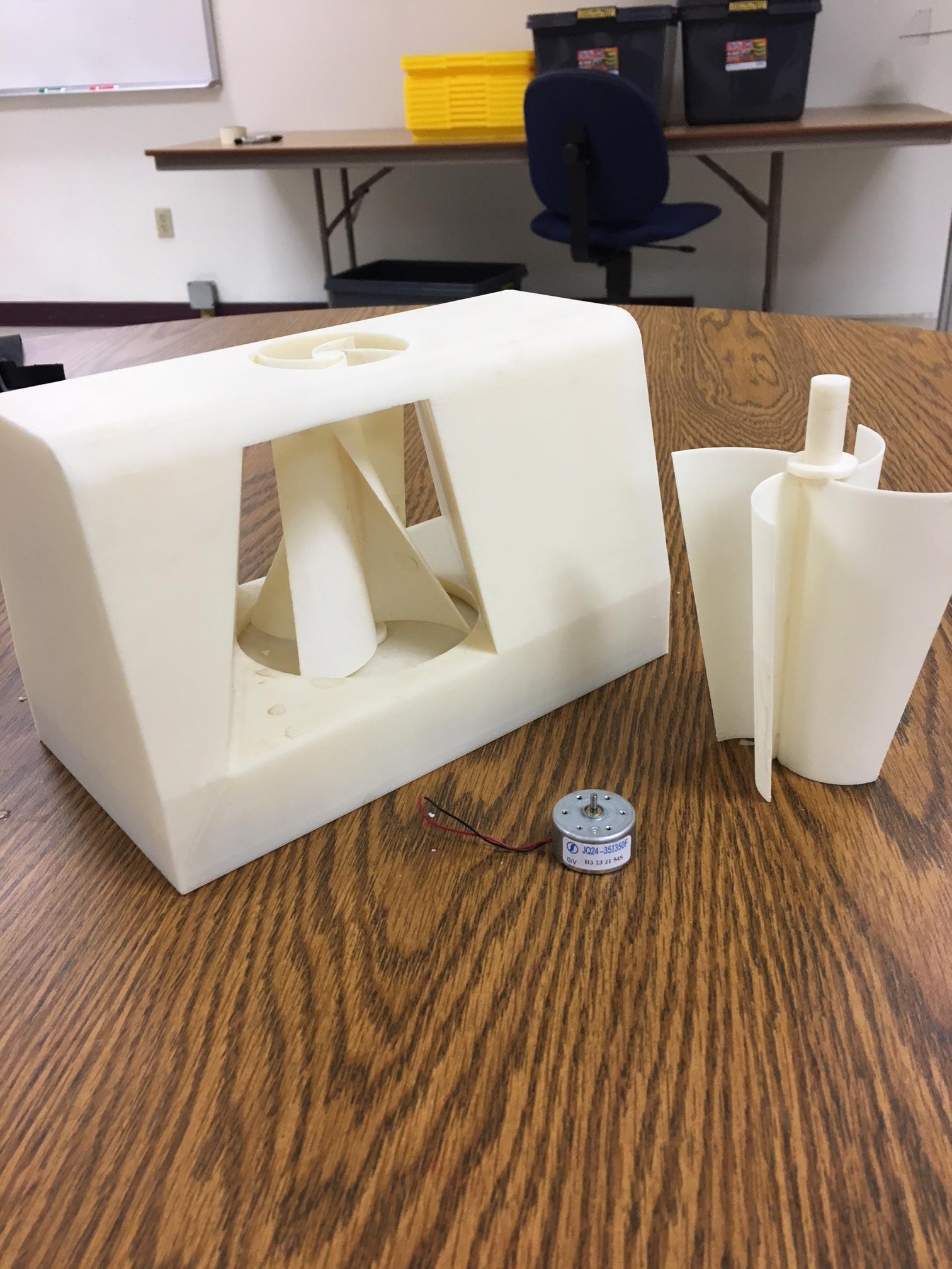 The 3D-printed model of the proposed vertical-axis wind turbine.
