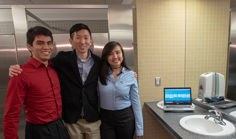 Team 20 displaying Smart Loo technology. Photograph by Frank Curran.