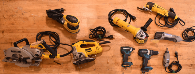 selection of power tools found in the power tool cabinet at SILab