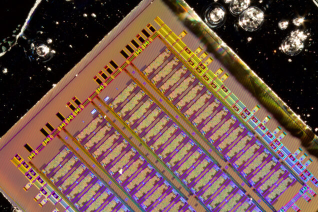 Photograph of the bulk silicon electronic-photonic chip designed by the MIT, UC Berkeley and Boston University team. (photo credit: Amir Atabaki)