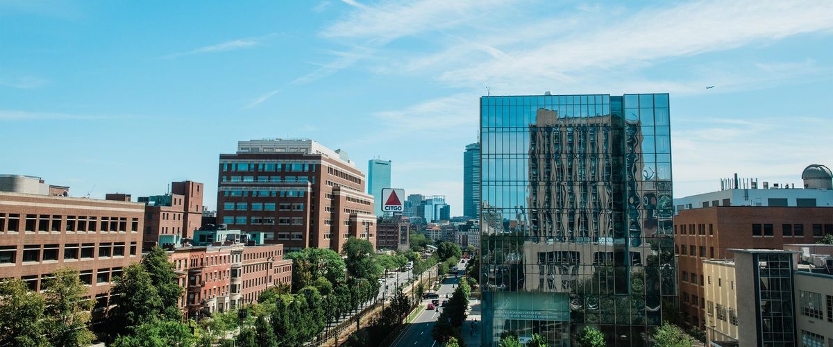 Boston University Campus Development, you can see comm ave and one of the new buildings