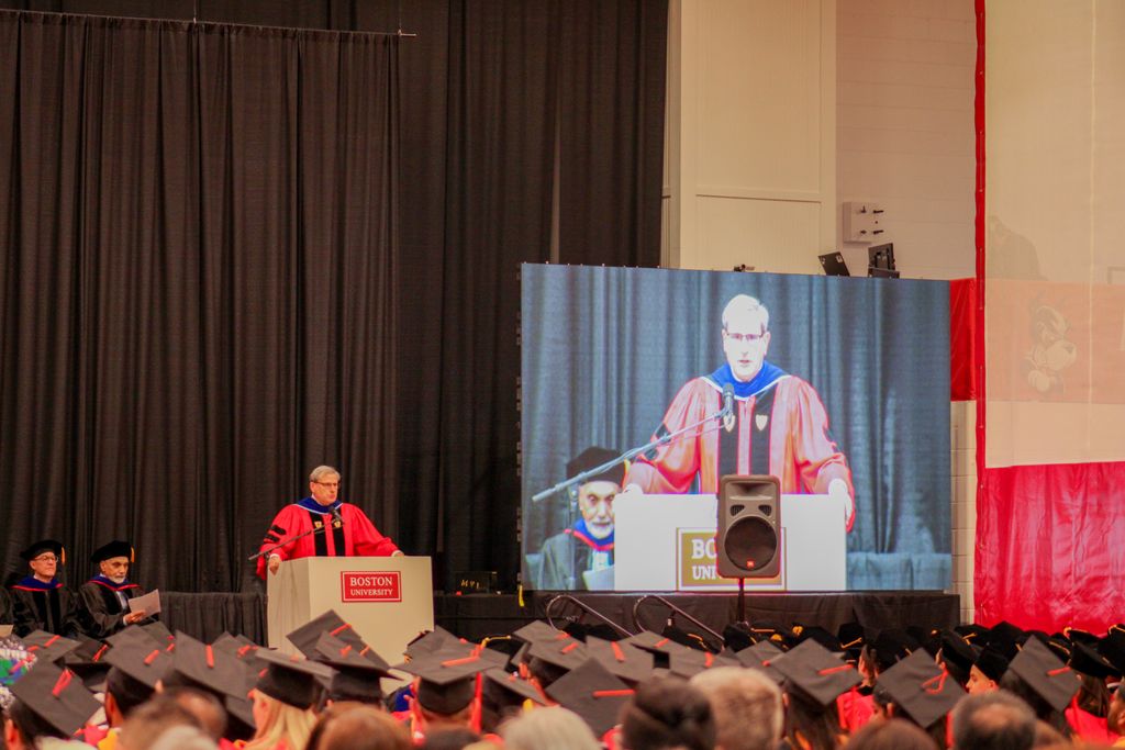 Provost Ad Interim Ken Lutchen addresses the students at convocation