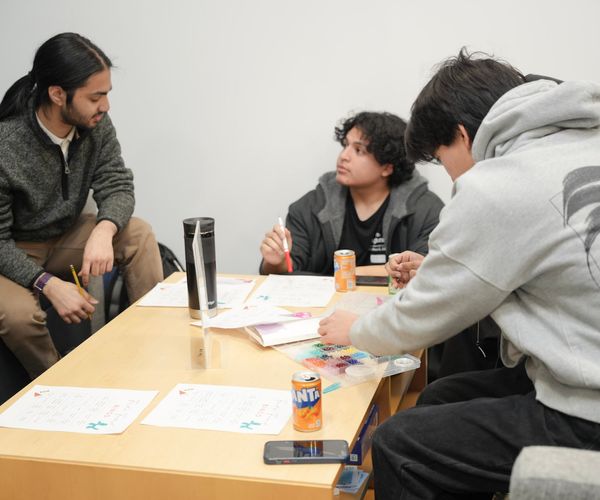 Students working together in ENG commons