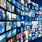 Digital contents concept. Social networking service. Streaming video. NFT. Non-fungible token. Wide angle visual for banners or advertisements.