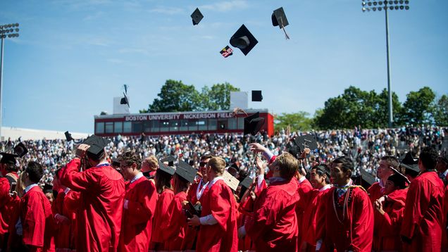 5/21/17 - Boston, Massachusetts 2017 Boston University Commencement on Nickerson Field on May 21, 2017. Photo by Jackie Ricciardi for Boston University Photography